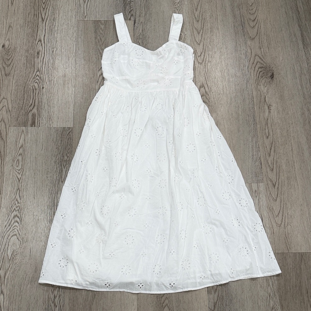 J. Crew White Eyelet Midi Dress
